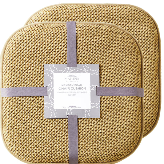 Memory Foam Honeycomb Premium Thick Chair Nonslip Rubber Back Seat Pads Kitchen Chair Cushion Set 16 x 16 Inch, Taupe