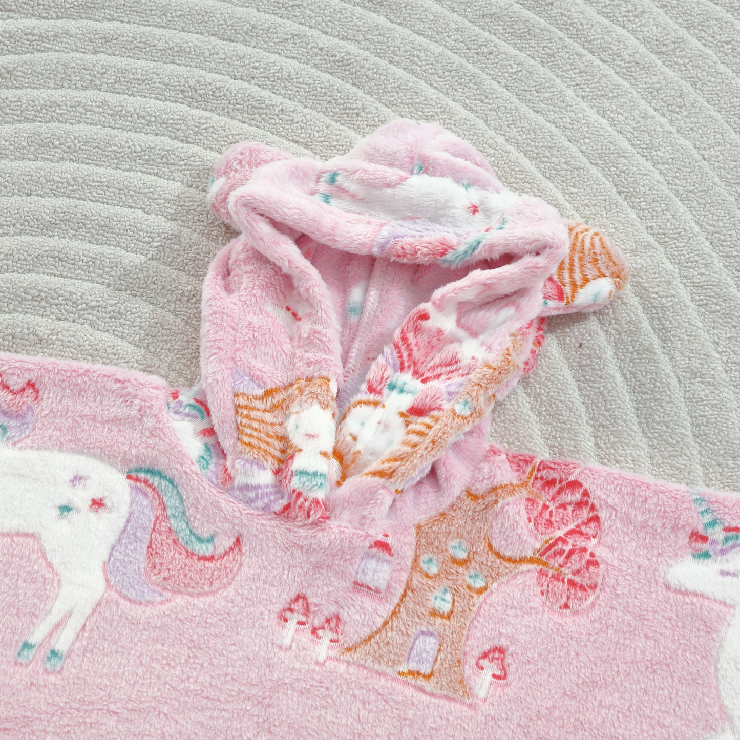 Glow in the Dark Kids Wearable Hoodie Blanket for Girls Soft Warm Flannel Fleece Hooded Sweatshirt, 110 x 75 cm Pink Unicorn
