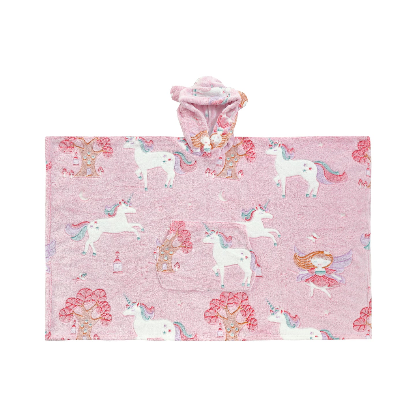 Glow in the Dark Kids Wearable Hoodie Blanket for Girls Soft Warm Flannel Fleece Hooded Sweatshirt, 110 x 75 cm Pink Unicorn