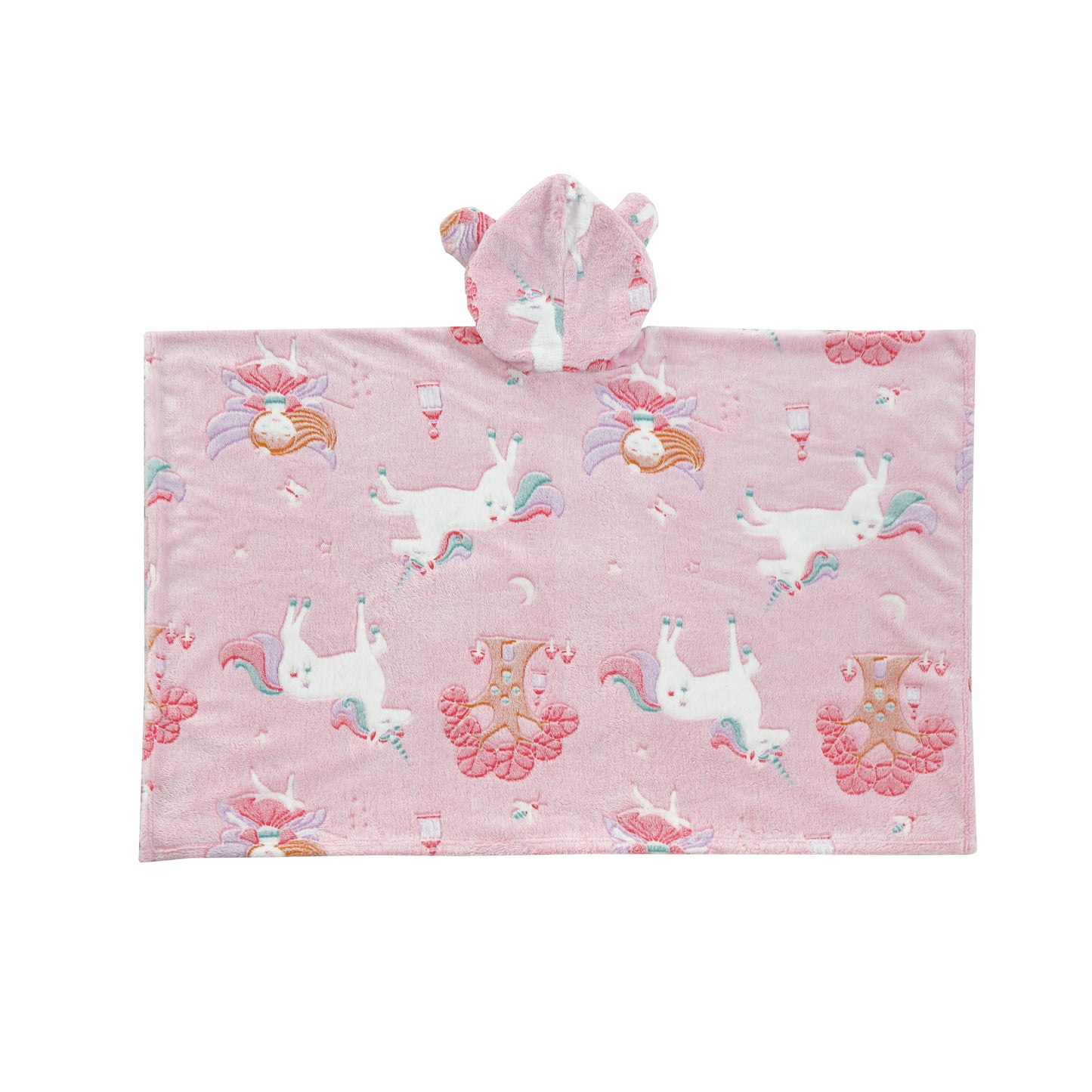 Glow in the Dark Kids Wearable Hoodie Blanket for Girls Soft Warm Flannel Fleece Hooded Sweatshirt, 110 x 75 cm Pink Unicorn