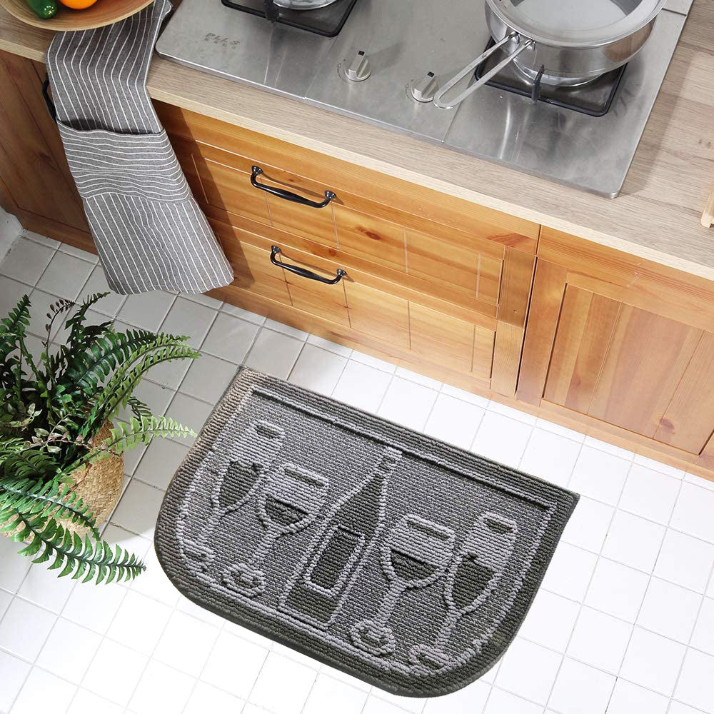 Decor Non-Slip Back Water Absorbent Soft Woven Runner Area Carpet Floor Mat Indoor Kitchen Rug, Black Wine Cheers Design