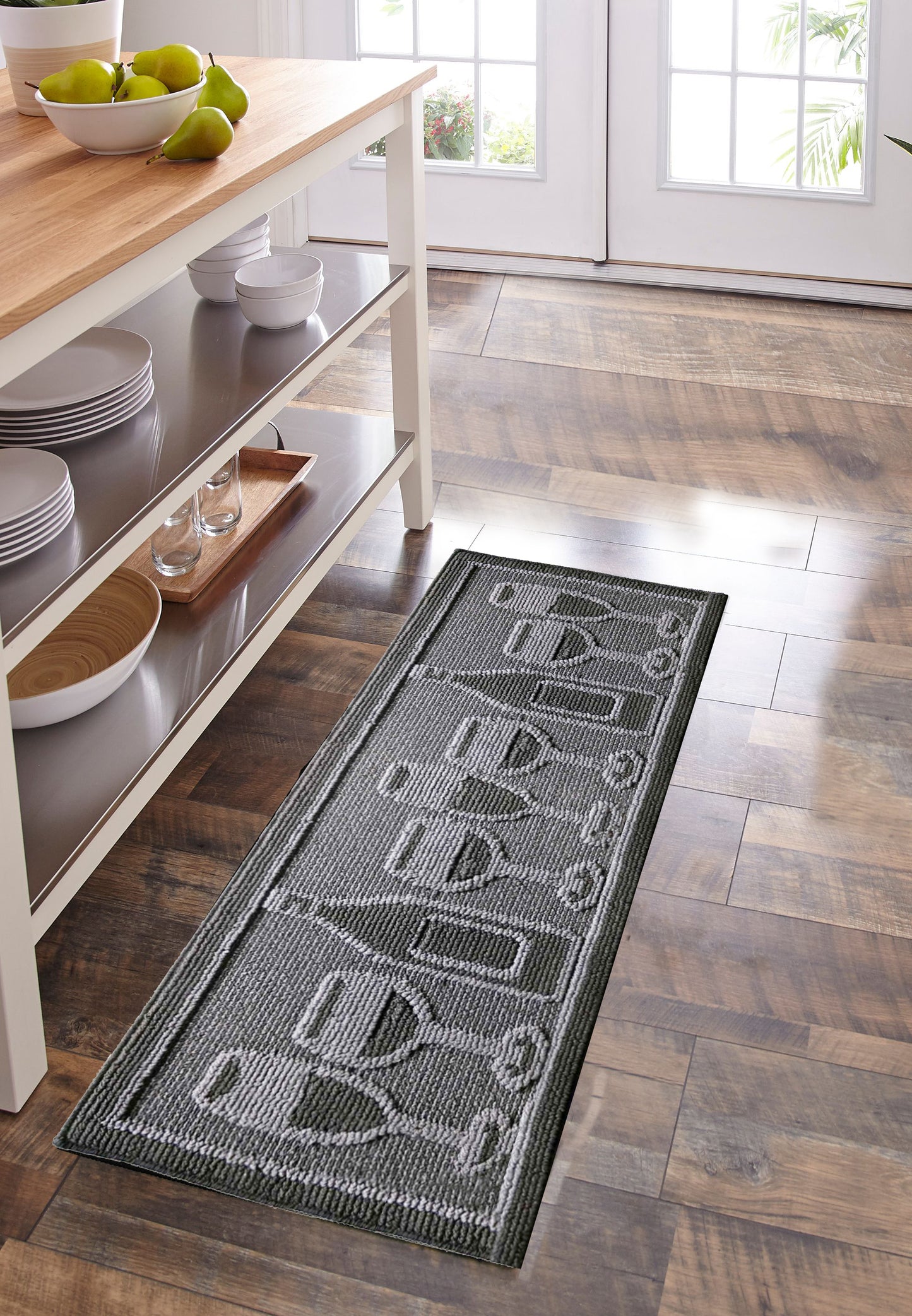 Decor Non-Slip Back Water Absorbent Soft Woven Runner Area Carpet Floor Mat Indoor Kitchen Rug, Black Wine Cheers Design