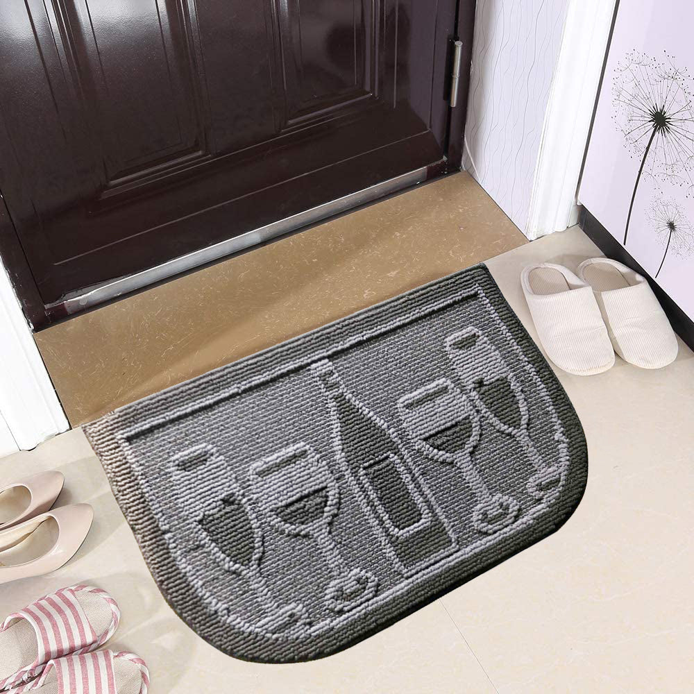 Decor Non-Slip Back Water Absorbent Soft Woven Runner Area Carpet Floor Mat Indoor Kitchen Rug, Black Wine Cheers Design