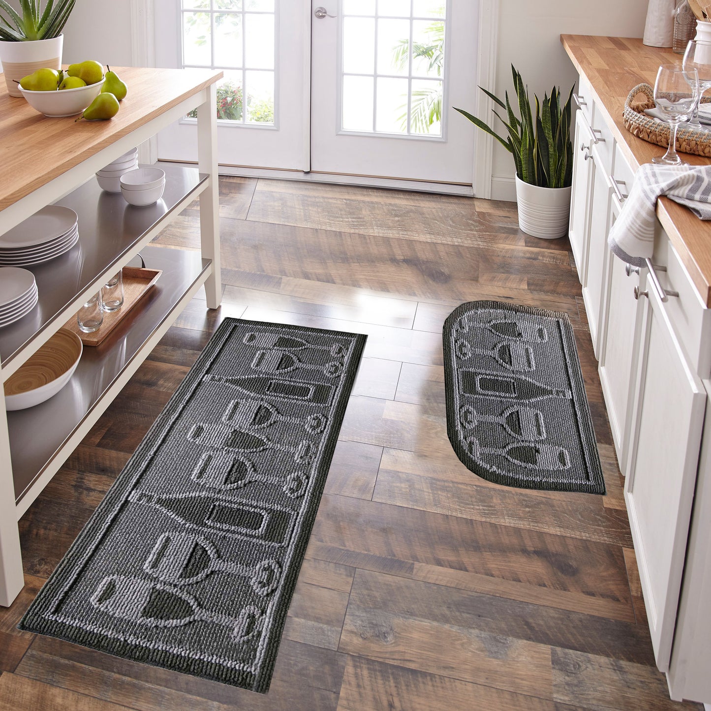 Decor Non-Slip Back Water Absorbent Soft Woven Runner Area Carpet Floor Mat Indoor Kitchen Rug, Black Wine Cheers Design