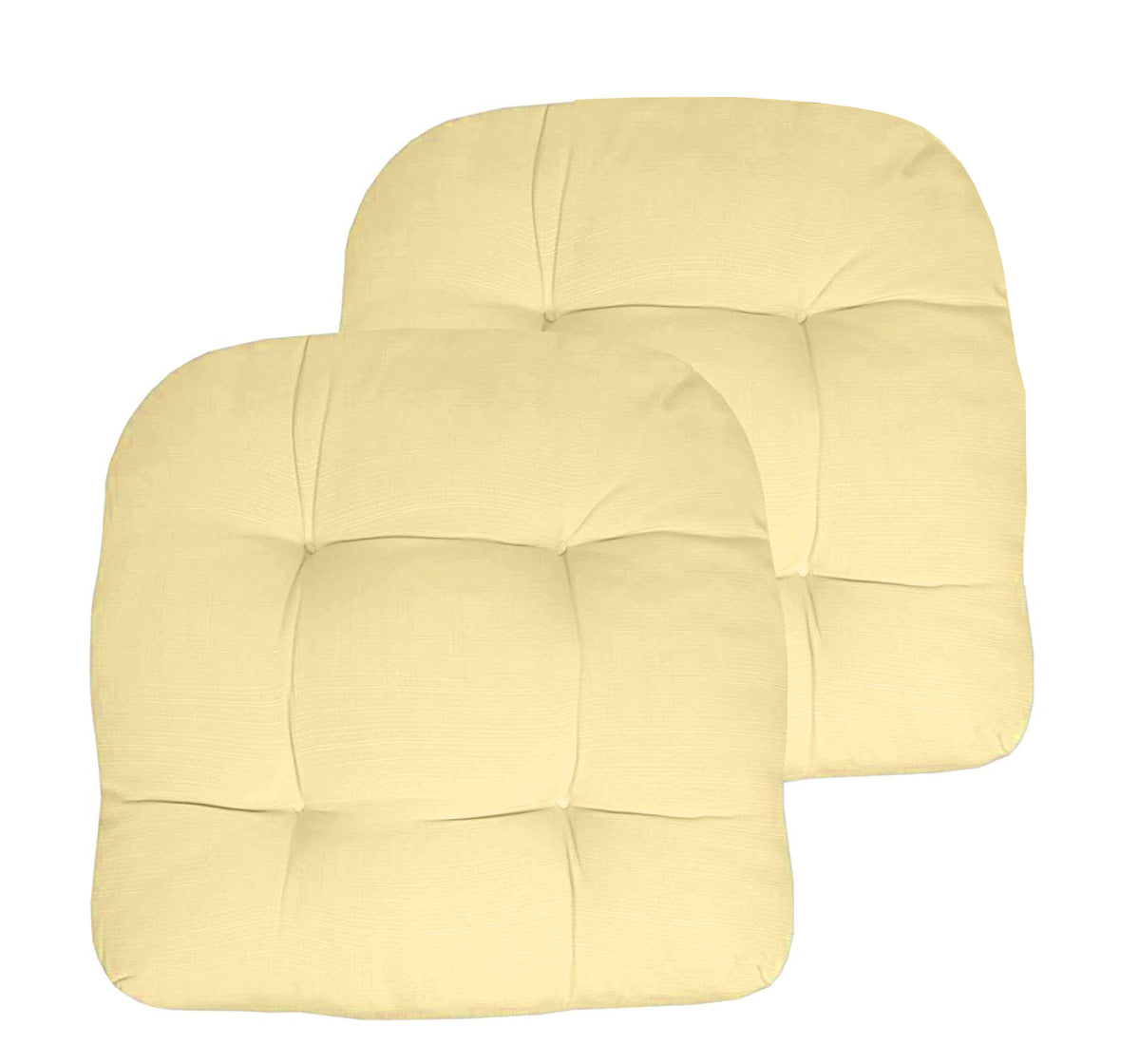 Premium Thick Comfy Seat Patio Pad Tufted Textured Solid Outdoor Chair Cushion 19 x 19 x 4 Inch, Yellow