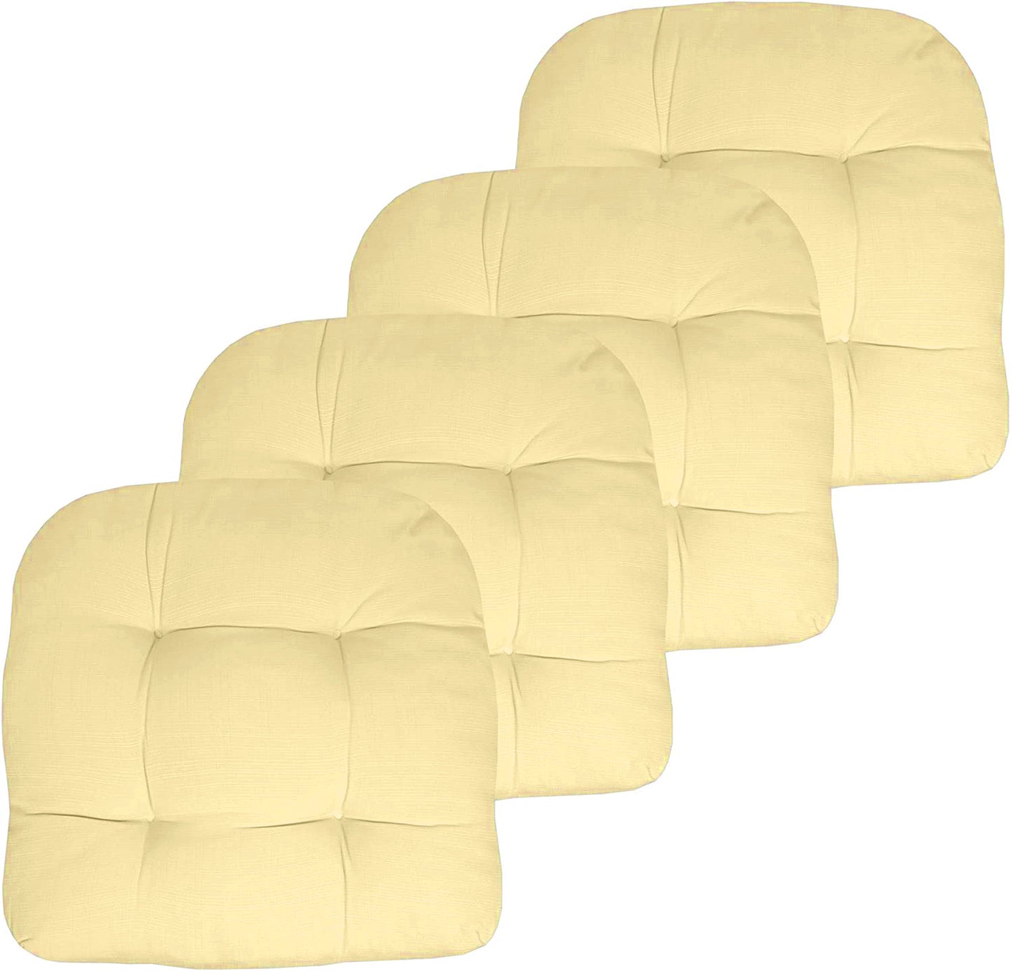 Premium Thick Comfy Seat Patio Pad Tufted Textured Solid Outdoor Chair Cushion 19 x 19 x 4 Inch, Yellow
